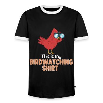 Bird watching - Men's Ringer Shirt - black/white - Front - AI Model Female 172 light (172cm) & AI Model Male 178 light (178cm)