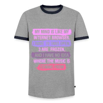 Browser Mind - Männer Kontrast-T-Shirt - Grau/Navy  - Vorne - AI Model Female 172 light (172cm) & AI Model Male 178 light (178cm)
