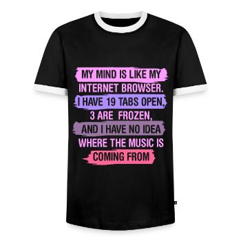 Browser Mind - Männer Kontrast-T-Shirt - Schwarz/Weiß - Vorne - AI Model Female 172 light (172cm) & AI Model Male 178 light (178cm)