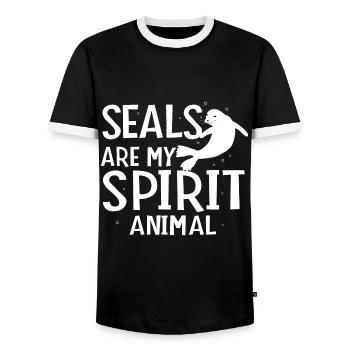 Seals Spirit Animal - Männer Kontrast-T-Shirt - Schwarz/Weiß - Vorne - AI Model Female 172 light (172cm) & AI Model Male 178 light (178cm)