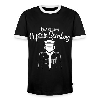 Captain on the apparatus - Men's Ringer Shirt - black/white - Front - AI Model Female 172 light (172cm) & AI Model Male 178 light (178cm)