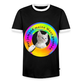 Hat jemand meine Maus gesehen - Männer Kontrast-T-Shirt - Schwarz/Weiß - Vorne - AI Model Female 172 light (172cm) & AI Model Male 178 light (178cm)
