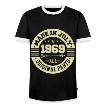 Juli 1969 Geburtstagsgeschenk 1969 I Made in July - Männer Kontrast-T-Shirt - Schwarz/Weiß - Vorne - AI Model Female 172 light (172cm) & AI Model Male 178 light (178cm)