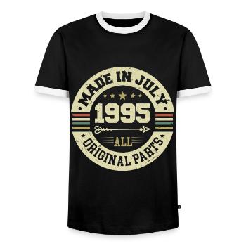 Juillet 1995 Cadeau d’anniversaire 1995 I Made in July - T-shirt contrasté Homme - noir/blanc - Devant - AI Model Female 172 light (172cm) & AI Model Male 178 light (178cm)