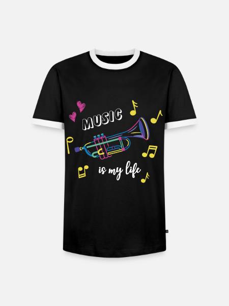 Trompete - Music is my life - Musik - Instrument - Männer Kontrast-T-Shirt - Schwarz/Weiß