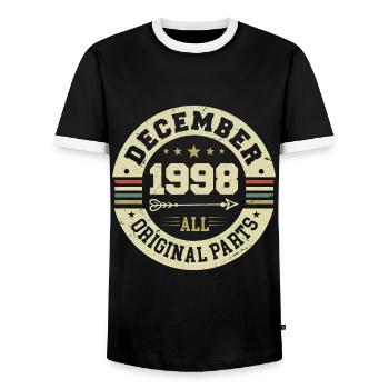 Legends Birthday December 1998 Born Gift - Men's Ringer Shirt - black/white - Front - AI Model Female 172 light (172cm) & AI Model Male 178 light (178cm)