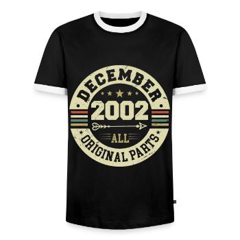 Legends Birthday December 2002 Born Gift - Men's Ringer Shirt - black/white - Front - AI Model Female 172 light (172cm) & AI Model Male 178 light (178cm)