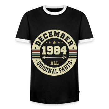 Légendes Anniversaire Décembre 1984 Naissance Cadeau - T-shirt contrasté Homme - noir/blanc - Devant - AI Model Female 172 light (172cm) & AI Model Male 178 light (178cm)