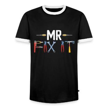 Mr Fix It Mécanicien Correspondance de la fête des pères - T-shirt contrasté Homme - noir/blanc - Devant - AI Model Female 172 light (172cm) & AI Model Male 178 light (178cm)