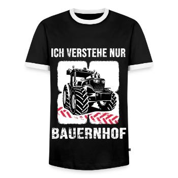 traktor bauer landwirt bauernhof traktorfahrer - Männer Kontrast-T-Shirt - Schwarz/Weiß - Vorne - AI Model Female 172 light (172cm) & AI Model Male 178 light (178cm)