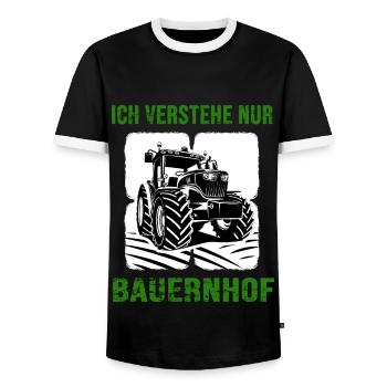 Tracteur agricole Farmer Village Ferme enfant - T-shirt contrasté Homme - noir/blanc - Devant - AI Model Female 172 light (172cm) & AI Model Male 178 light (178cm)