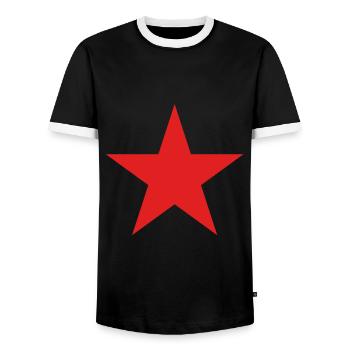 roter Stern, red star - Männer Kontrast-T-Shirt - Schwarz/Weiß - Vorne - AI Model Female 172 light (172cm) & AI Model Male 178 light (178cm)
