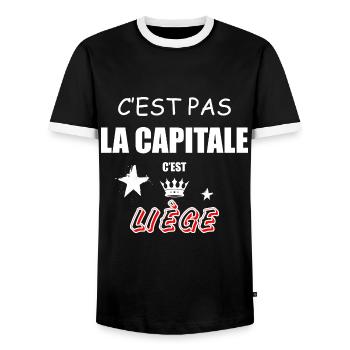 C'est Pas La Capitale C'est Liège - T-shirt contrasté Homme - noir/blanc - Devant - AI Model Female 172 light (172cm) & AI Model Male 178 light (178cm)