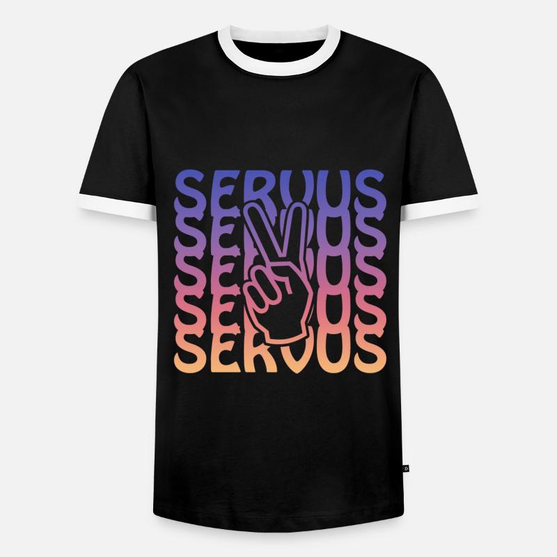 servus peace - Männer Kontrast-T-Shirt - Schwarz/Weiß
