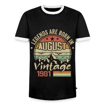 August 1981 Jubiläum 1981 - Legenden August 1981 - Männer Kontrast-T-Shirt - Schwarz/Weiß - Vorne - AI Model Female 172 light (172cm) & AI Model Male 178 light (178cm)