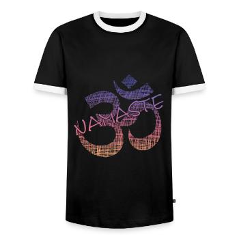 Yoga - Männer Kontrast-T-Shirt - Schwarz/Weiß - Vorne - AI Model Female 172 light (172cm) & AI Model Male 178 light (178cm)