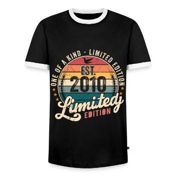 Geburtstagsgeschenk 2010 Jahrgang 2010 Retro 2010 - Männer Kontrast-T-Shirt - Schwarz/Weiß - Vorne - AI Model Female 172 light (172cm) & AI Model Male 178 light (178cm)