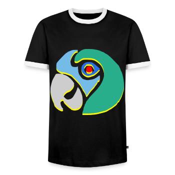 parrot - Men's Ringer Shirt - black/white - Front - AI Model Female 172 light (172cm) & AI Model Male 178 light (178cm)
