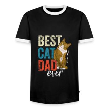 Best Cat Dad Ever Vintage Cat Daddy Vatergeschenk - Männer Kontrast-T-Shirt - Schwarz/Weiß - Vorne - AI Model Female 172 light (172cm) & AI Model Male 178 light (178cm)