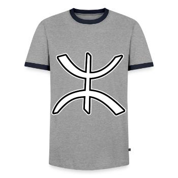 Amazighe - T-shirt contrasté Homme - gris/marine  - Devant - AI Model Female 172 light (172cm) & AI Model Male 178 light (178cm)