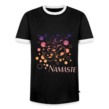 Yoga Namaste - Männer Kontrast-T-Shirt - Schwarz/Weiß - Vorne - AI Model Female 172 light (172cm) & AI Model Male 178 light (178cm)