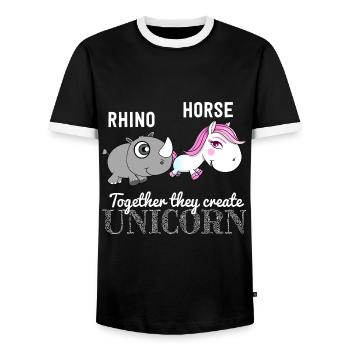 Idée de cadeau d'amour de rhin cheval mignon - T-shirt contrasté Homme - noir/blanc - Devant - AI Model Female 172 light (172cm) & AI Model Male 178 light (178cm)