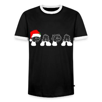Santa Claus Matching Family Pajamas Snowflake - Men's Ringer Shirt - black/white - Front - AI Model Female 172 light (172cm) & AI Model Male 178 light (178cm)