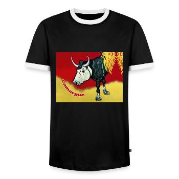 Camargue Bull naiven Malstil - Männer Kontrast-T-Shirt - Schwarz/Weiß - Vorne - AI Model Female 172 light (172cm) & AI Model Male 178 light (178cm)