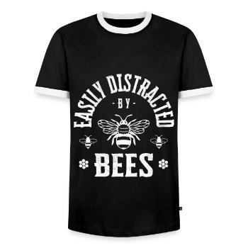 Easily distracted by bees - Men's Ringer Shirt - black/white - Front - AI Model Female 172 light (172cm) & AI Model Male 178 light (178cm)