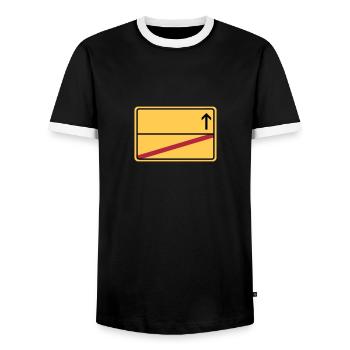 Ortsschild end - Arrow blank - Men's Ringer Shirt - black/white - Front - AI Model Female 172 light (172cm) & AI Model Male 178 light (178cm)