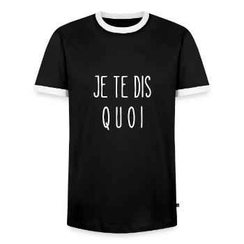je te dis quoi - T-shirt contrasté Homme - noir/blanc - Devant - AI Model Female 172 light (172cm) & AI Model Male 178 light (178cm)