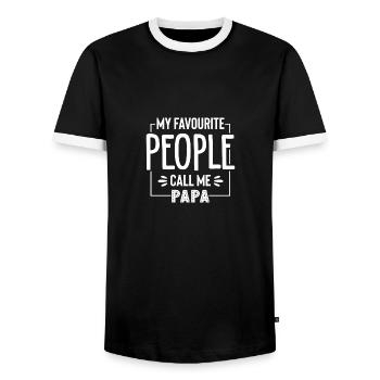 My Favourite People Call Me Papa - Men's Ringer Shirt - black/white - Front - AI Model Female 172 light (172cm) & AI Model Male 178 light (178cm)