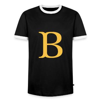 B - Men's Ringer Shirt - black/white - Front - AI Model Female 172 light (172cm) & AI Model Male 178 light (178cm)