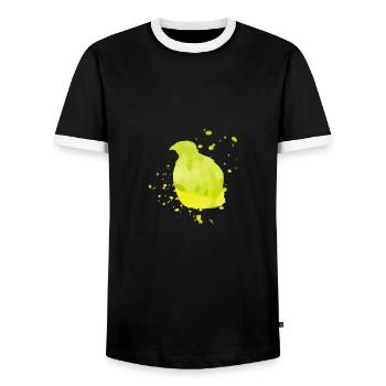 quail watercolor green - Men's Ringer Shirt - black/white - Front - AI Model Female 172 light (172cm) & AI Model Male 178 light (178cm)