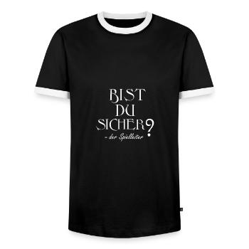 Bist du sicher? Der Spielleiter - Männer Kontrast-T-Shirt - Schwarz/Weiß - Vorne - AI Model Female 172 light (172cm) & AI Model Male 178 light (178cm)