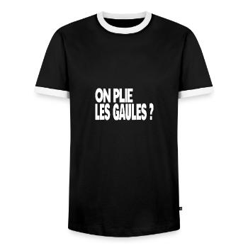 on plie les gaules ? - T-shirt contrasté Homme - noir/blanc - Devant - AI Model Female 172 light (172cm) & AI Model Male 178 light (178cm)
