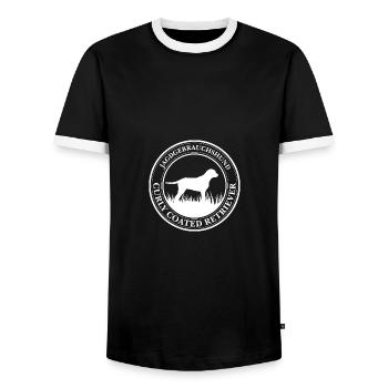 Curly Coated Retriever Jagdgebrauchshund Wilsigns - Männer Kontrast-T-Shirt - Schwarz/Weiß - Vorne - AI Model Female 172 light (172cm) & AI Model Male 178 light (178cm)