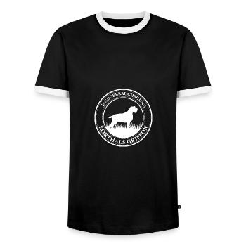 Korthals Griffon Jagdgebrauchshund Jagdhunde - Männer Kontrast-T-Shirt - Schwarz/Weiß - Vorne - AI Model Female 172 light (172cm) & AI Model Male 178 light (178cm)