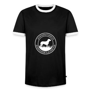Schweizer Laufhund Jagdgebrauchshund Wilsigns - Männer Kontrast-T-Shirt - Schwarz/Weiß - Vorne - AI Model Female 172 light (172cm) & AI Model Male 178 light (178cm)