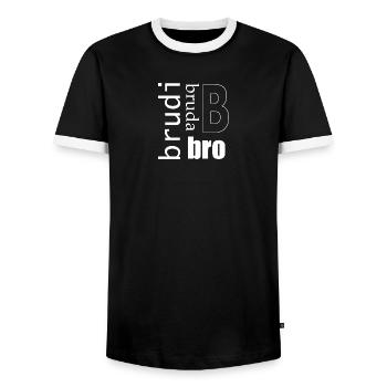 Brudi Bruda Bro - T-shirt contrasté Homme - noir/blanc - Devant - AI Model Female 172 light (172cm) & AI Model Male 178 light (178cm)