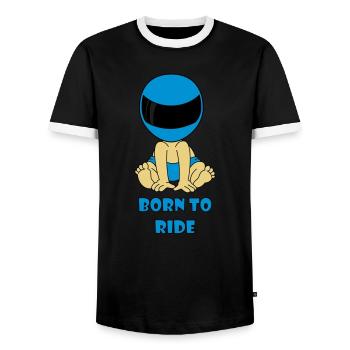 Bron to Ride Baby - Männer Kontrast-T-Shirt - Schwarz/Weiß - Vorne - AI Model Female 172 light (172cm) & AI Model Male 178 light (178cm)