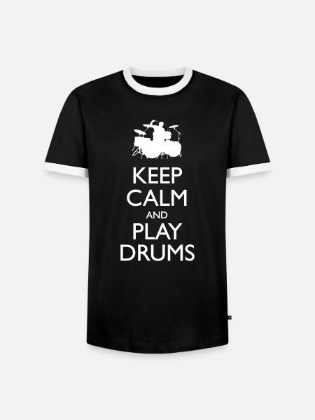 Keep calm play drums - Männer Kontrast-T-Shirt - Schwarz/Weiß