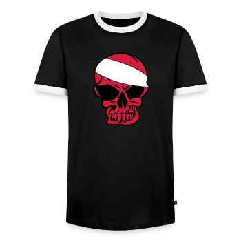 Anarcho Skull Anarchy anarchy - Men's Ringer Shirt - black/white - Front - AI Model Female 172 light (172cm) & AI Model Male 178 light (178cm)