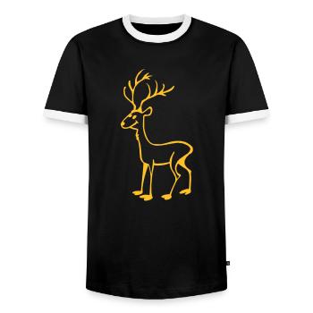 Line Hirsch - Men's Ringer Shirt - black/white - Front - AI Model Female 172 light (172cm) & AI Model Male 178 light (178cm)
