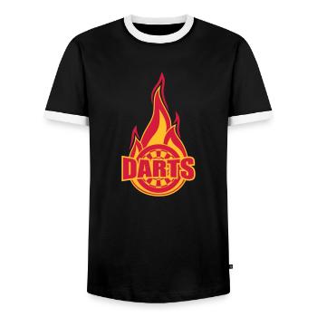 darts burning fire target flame hot - Men's Ringer Shirt - black/white - Front - AI Model Female 172 light (172cm) & AI Model Male 178 light (178cm)