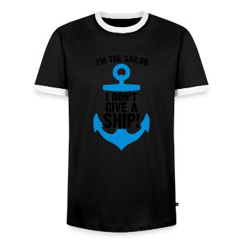 SAILOR GEBEN KEIN SCHIFF - Männer Kontrast-T-Shirt - Schwarz/Weiß - Vorne - AI Model Female 172 light (172cm) & AI Model Male 178 light (178cm)
