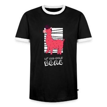 Lama I don't care " - Men's Ringer Shirt - black/white - Front - AI Model Female 172 light (172cm) & AI Model Male 178 light (178cm)