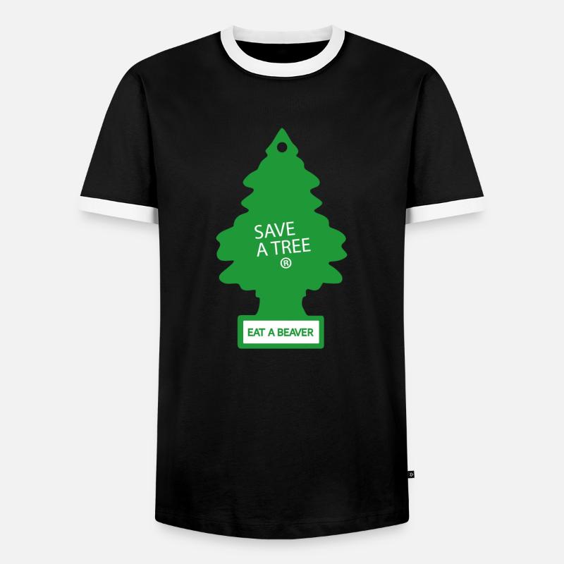 Speichern Sie einen Baum - Männer Kontrast-T-Shirt - Schwarz/Weiß