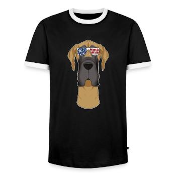 Great Dane USA Lunettes de soleil I Drapeau américain Grand - T-shirt contrasté Homme - noir/blanc - Devant - AI Model Female 172 light (172cm) & AI Model Male 178 light (178cm)
