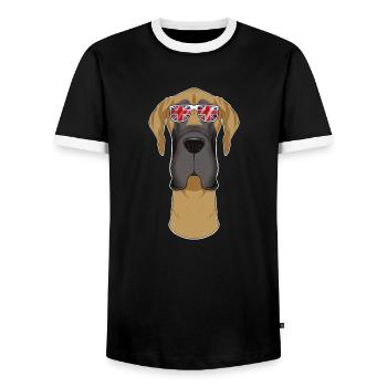 Great Dane UK Lunettes de soleil I Drapeau anglais I Union - T-shirt contrasté Homme - noir/blanc - Devant - AI Model Female 172 light (172cm) & AI Model Male 178 light (178cm)